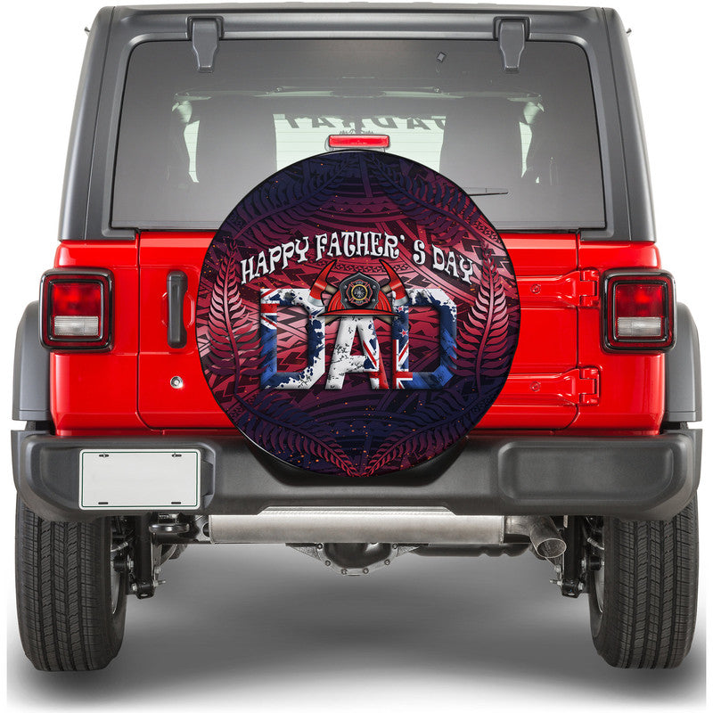 (Custom Personalised) Fathers Day - New Zealand Firefighter Dad Spare Tire Cover - Maori Pattern - Wonder Print Shop