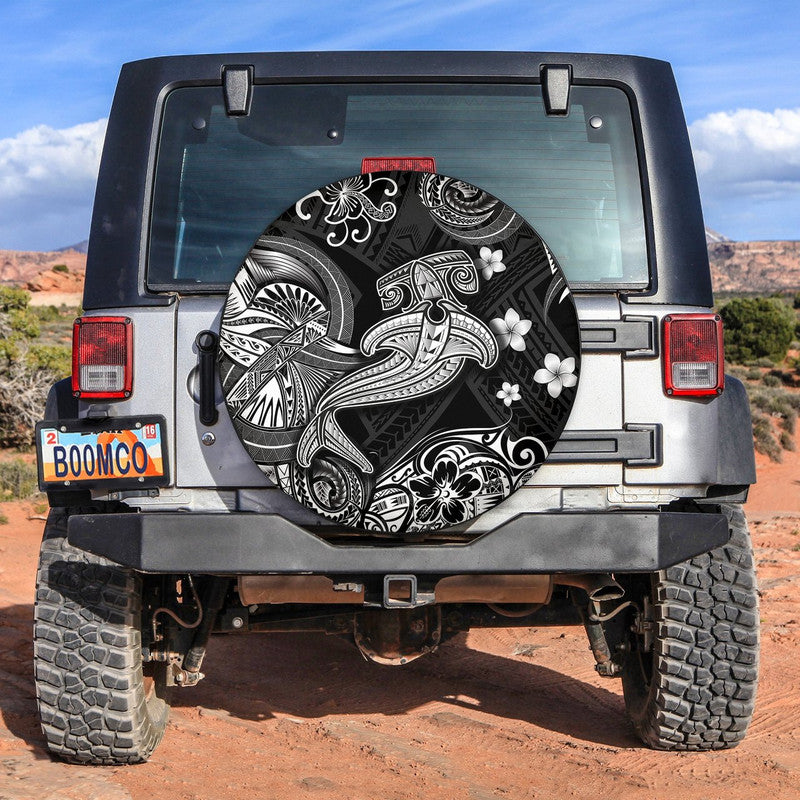 Hawaii Hammer Shark Polynesian Spare Tire Cover Unique Style - Black LT8 - Wonder Print Shop