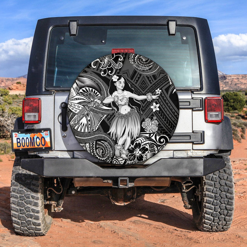 Hawaii Hula Girl Polynesian Spare Tire Cover Unique Style - Black LT8 - Wonder Print Shop
