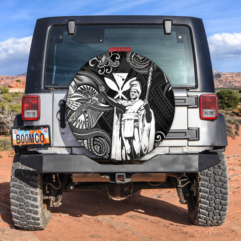Hawaii King Kamehameha Map Polynesian Spare Tire Cover Kanaka Maoli Unique Style - Black LT8 - Wonder Print Shop