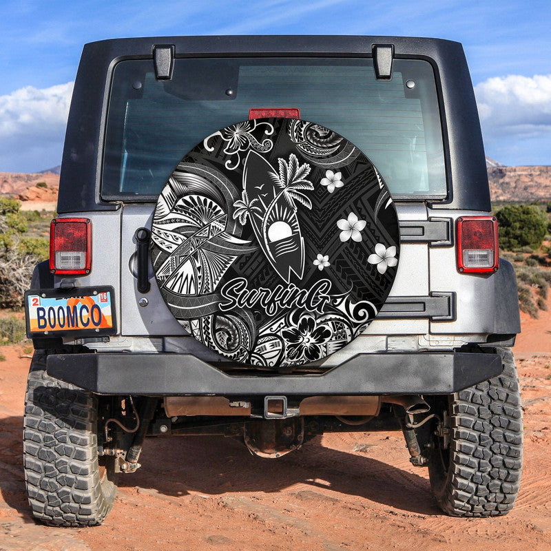 Hawaii Surfing Polynesian Spare Tire Cover Unique Style - Black LT8 - Wonder Print Shop