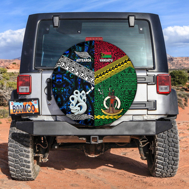 Vanuatu and New Zealand Spare Tire Cover Together Blue LT8 - Wonder Print Shop