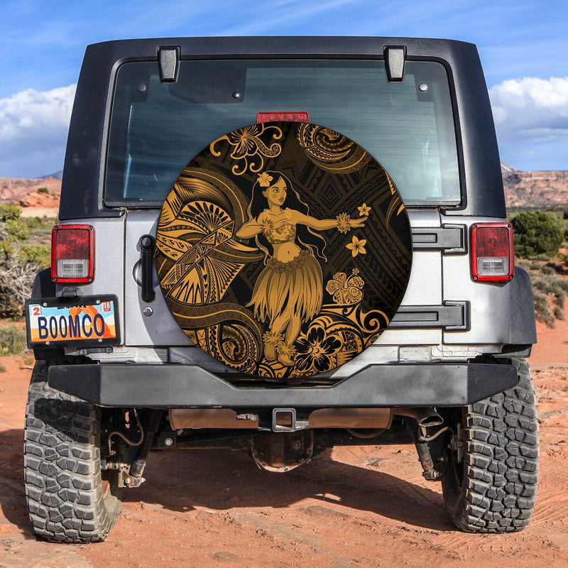 Hawaii Hula Girl Polynesian Spare Tire Cover Unique Style - Gold LT8 - Wonder Print Shop