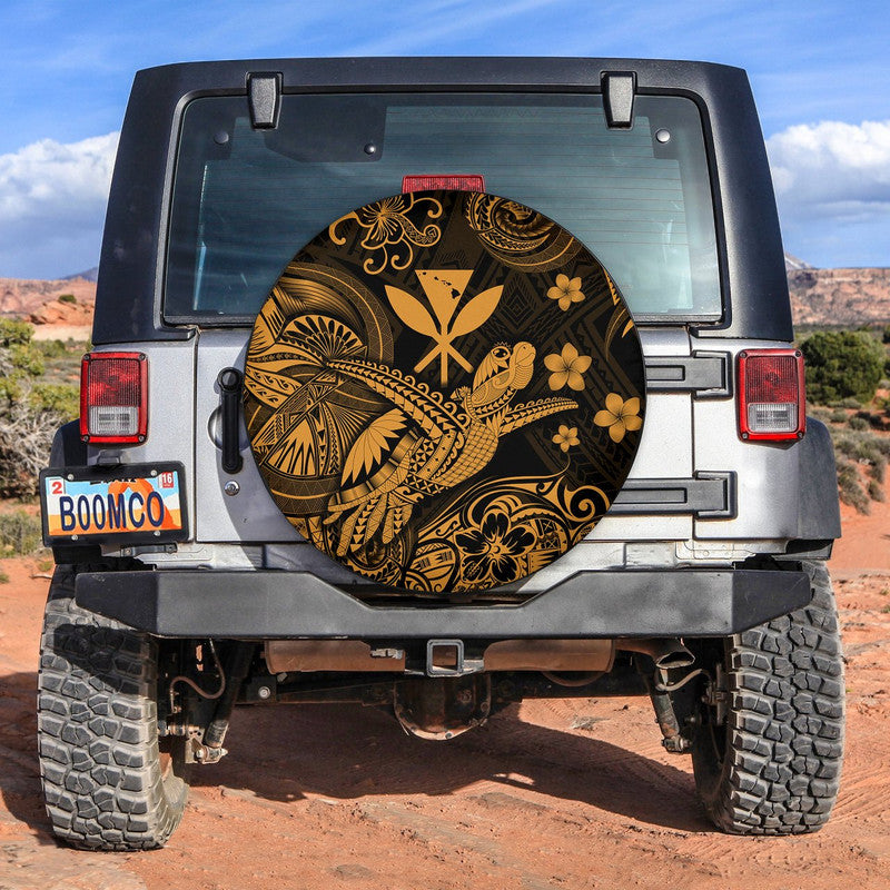 Hawaii Turtle Map Polynesian Spare Tire Cover Kanaka Maoli Unique Style - Gold LT8 - Wonder Print Shop