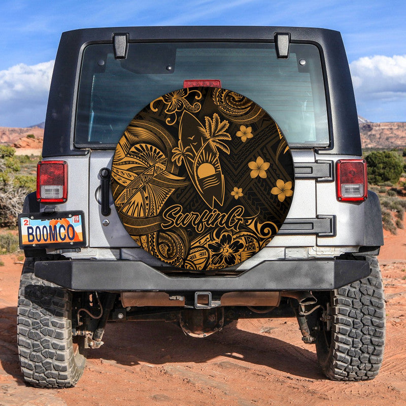 Hawaii Surfing Polynesian Spare Tire Cover Unique Style - Gold LT8 - Wonder Print Shop
