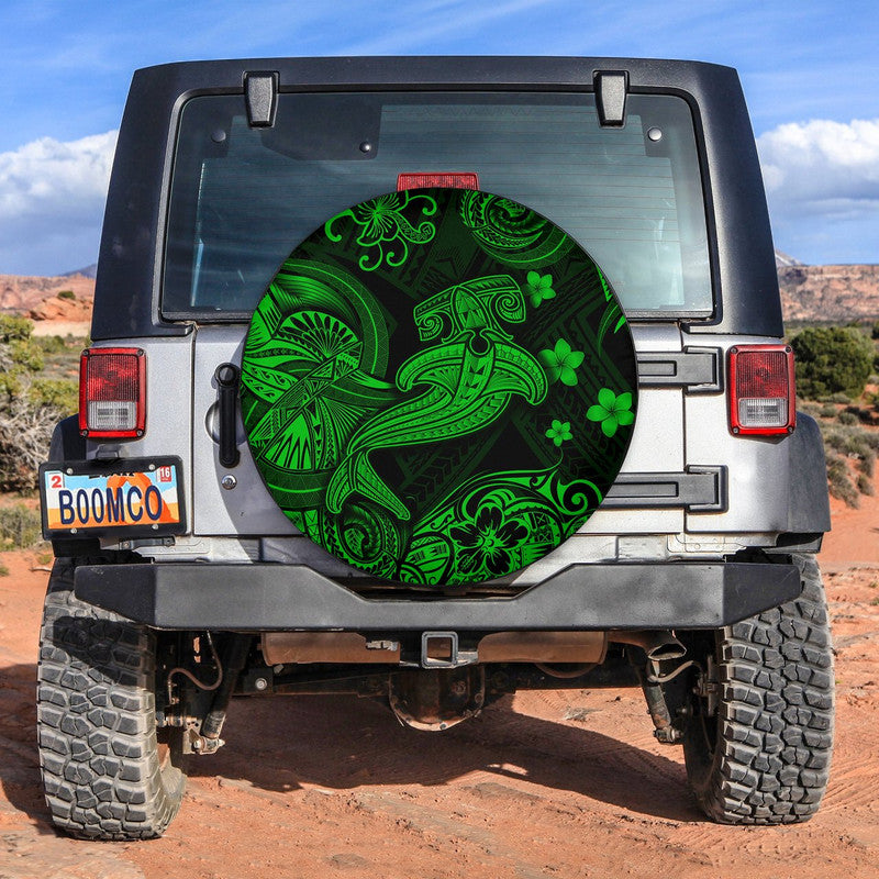 hawaii-hammer-shark-polynesian-spare-tire-cover-unique-style-green