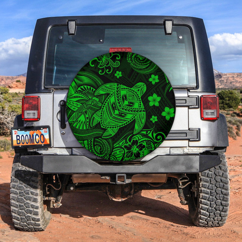 Hawaii Turtle Polynesian Spare Tire Cover Plumeria Flower Unique Style - Green LT8 - Wonder Print Shop