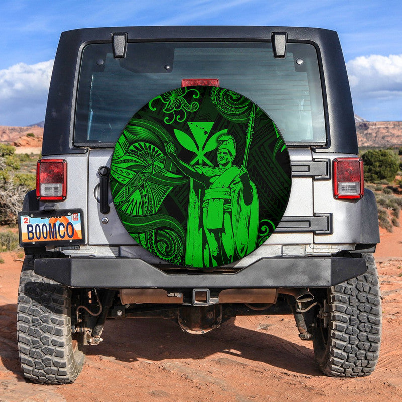 Hawaii King Kamehameha Map Polynesian Spare Tire Cover Kanaka Maoli Unique Style - Green LT8 - Wonder Print Shop