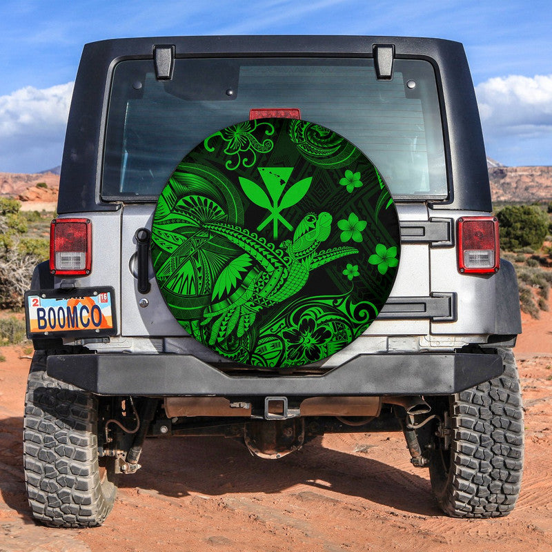 Hawaii Turtle Map Polynesian Spare Tire Cover Kanaka Maoli Unique Style - Green LT8 - Wonder Print Shop
