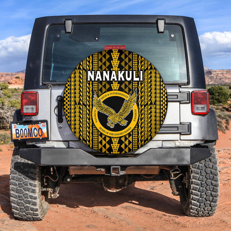 hawaii-nanakuli-school-spare-tire-cover-golden-hawks-simple-style