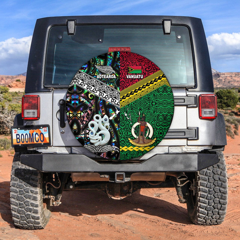 Vanuatu and New Zealand Spare Tire Cover Together Paua Shell LT8 - Wonder Print Shop