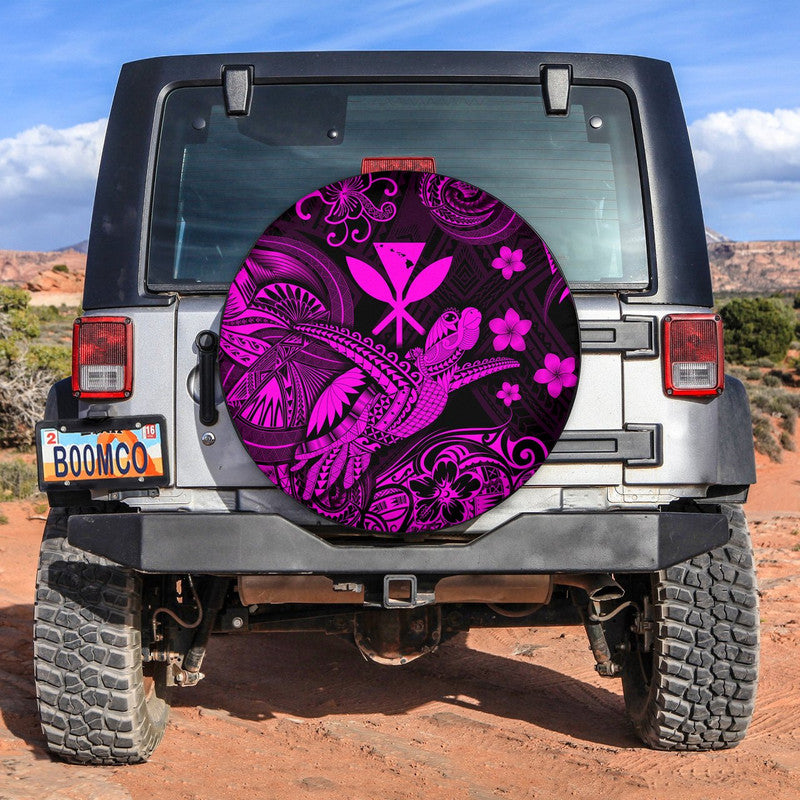 Hawaii Turtle Map Polynesian Spare Tire Cover Kanaka Maoli Unique Style - Pink LT8 - Wonder Print Shop