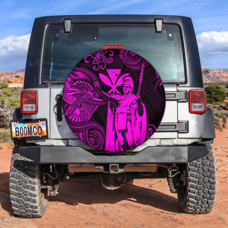 Hawaii King Kamehameha Map Polynesian Spare Tire Cover Kanaka Maoli Unique Style - Pink LT8 - Wonder Print Shop