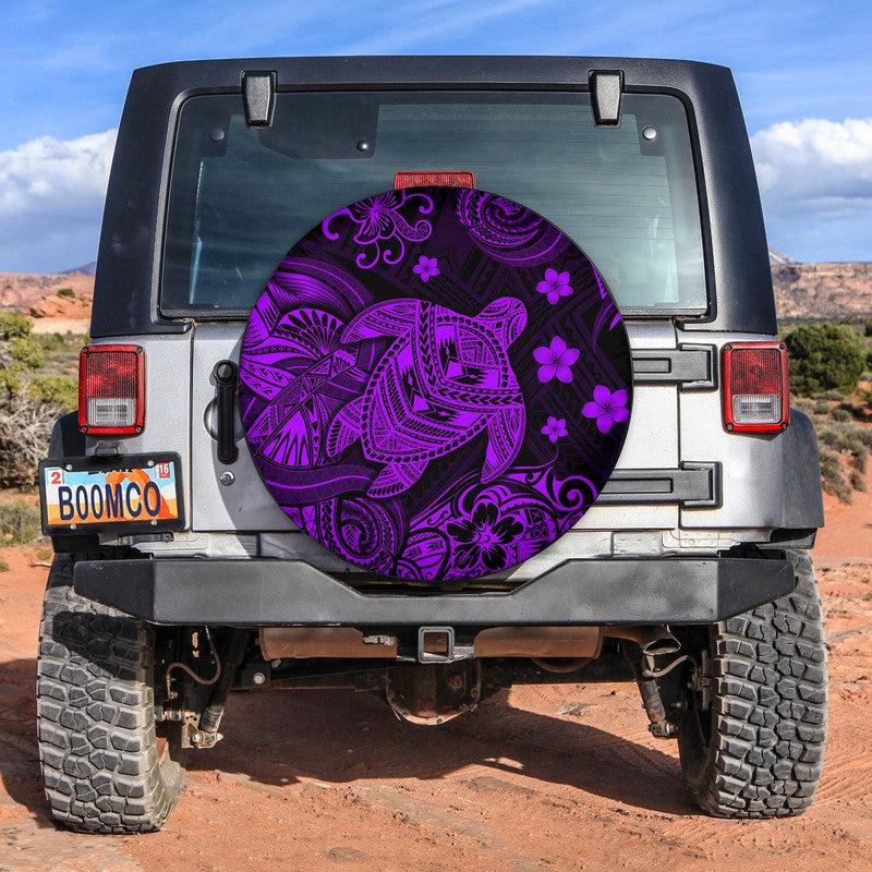 Hawaii Turtle Polynesian Spare Tire Cover Plumeria Flower Unique Style - Purple LT8 - Wonder Print Shop