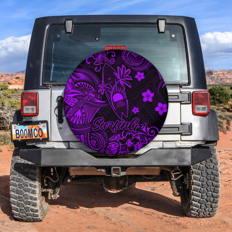 Hawaii Surfing Polynesian Spare Tire Cover Unique Style - Purple LT8 - Wonder Print Shop