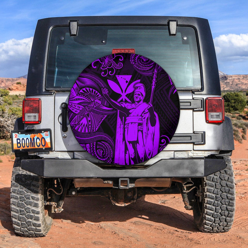 Hawaii King Kamehameha Map Polynesian Spare Tire Cover Kanaka Maoli Unique Style - Purple LT8 - Wonder Print Shop