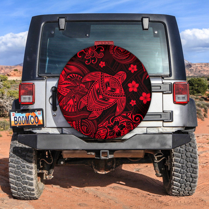 Hawaii Turtle Polynesian Spare Tire Cover Plumeria Flower Unique Style - Red LT8 - Wonder Print Shop