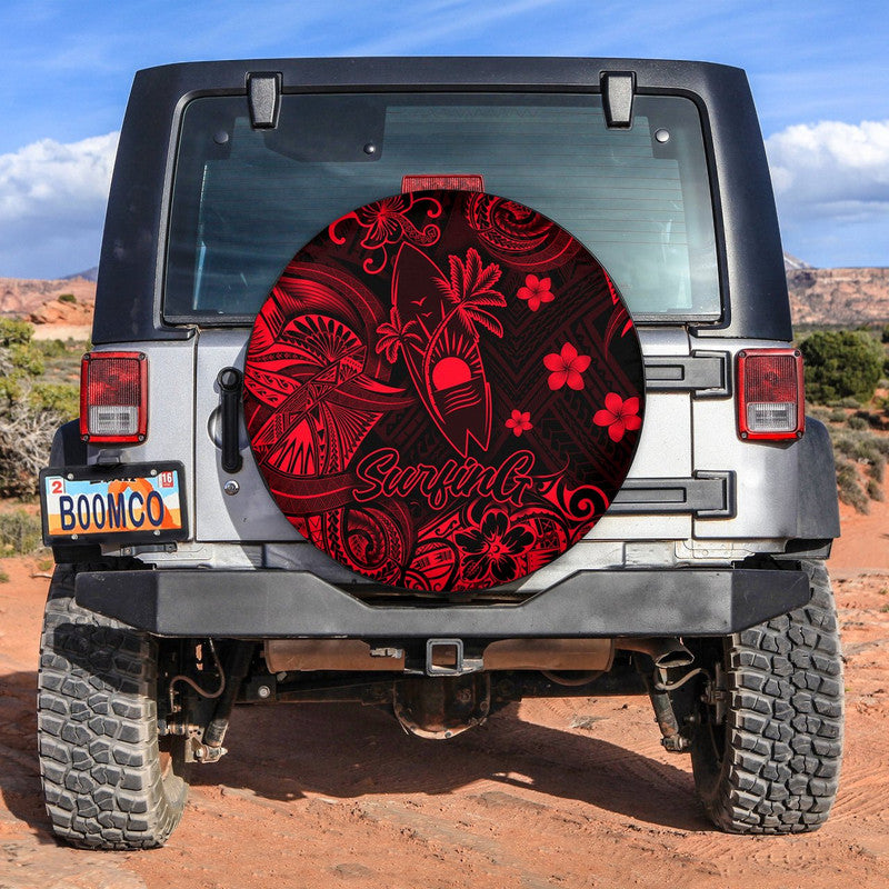hawaii-surfing-polynesian-spare-tire-cover-unique-style-red