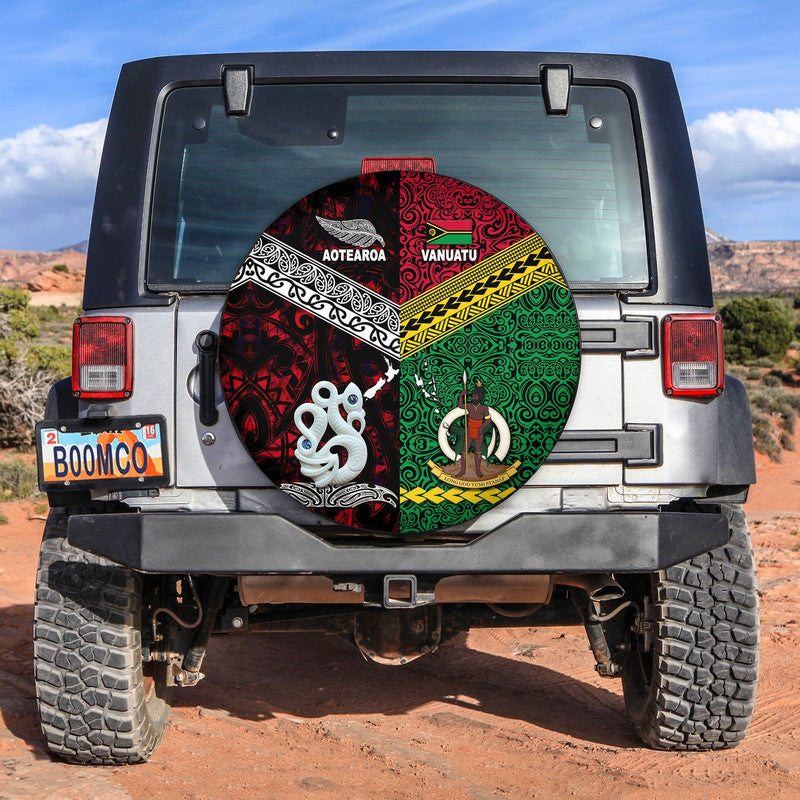 Vanuatu and New Zealand Spare Tire Cover Together Red LT8 - Wonder Print Shop