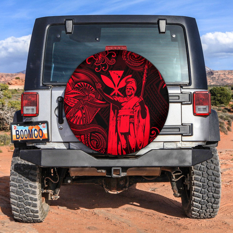 Hawaii King Kamehameha Map Polynesian Spare Tire Cover Kanaka Maoli Unique Style - Red LT8 - Wonder Print Shop