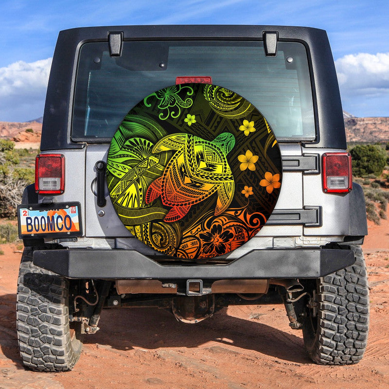Hawaii Turtle Polynesian Spare Tire Cover Plumeria Flower Unique Style - Reggae LT8 - Wonder Print Shop