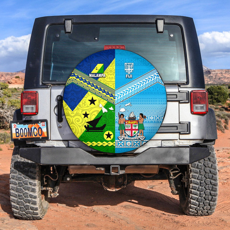 Vanuatu Malampa Province and Fiji Spare Tire Cover Together LT8 - Wonder Print Shop