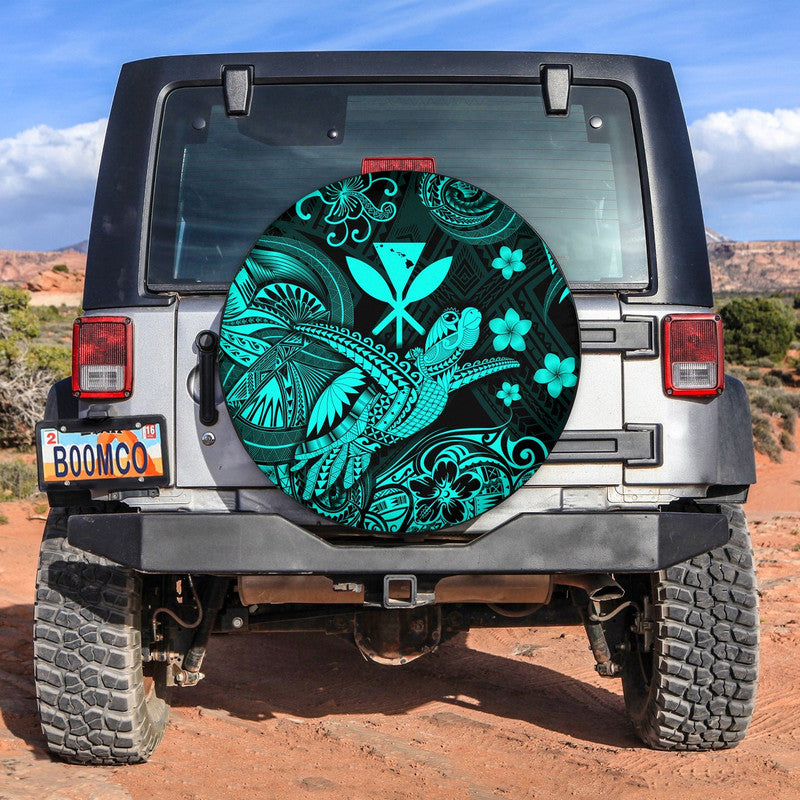 Hawaii Turtle Map Polynesian Spare Tire Cover Kanaka Maoli Unique Style - Turquoise LT8 - Wonder Print Shop
