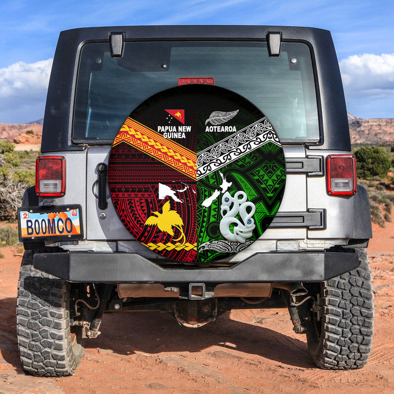 New Zealand and Papua New Guinea Spare Tire Cover Together Green LT8 - Wonder Print Shop
