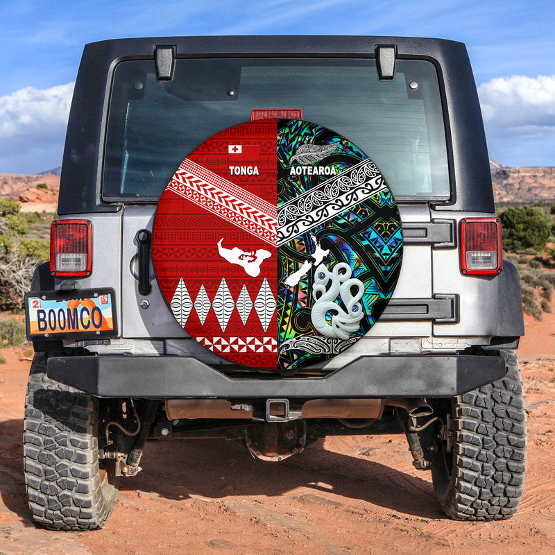 New Zealand and Tonga Spare Tire Cover Together Paua Shell LT8 - Wonder Print Shop