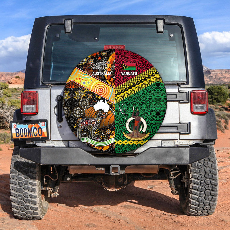 Vanuatu and Australia Spare Tire Cover Together LT8 - Wonder Print Shop