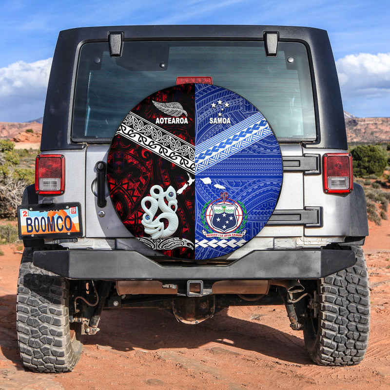 Samoa and New Zealand Spare Tire Cover Together Red LT8 - Wonder Print Shop