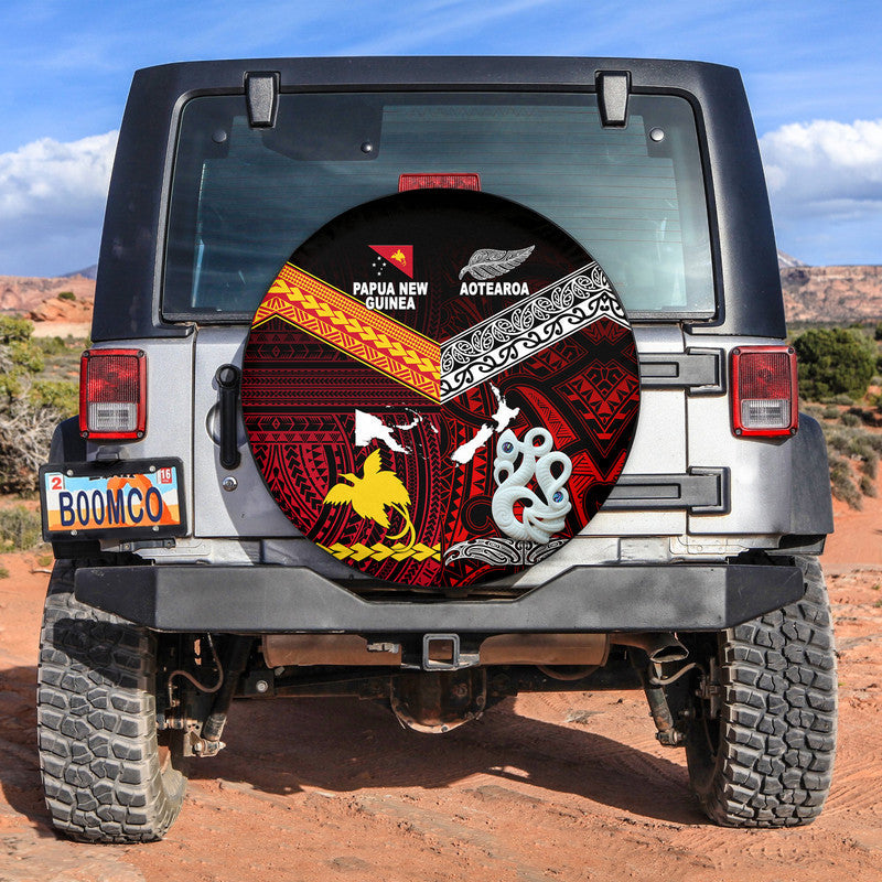 New Zealand and Papua New Guinea Spare Tire Cover Together Red LT8 - Wonder Print Shop