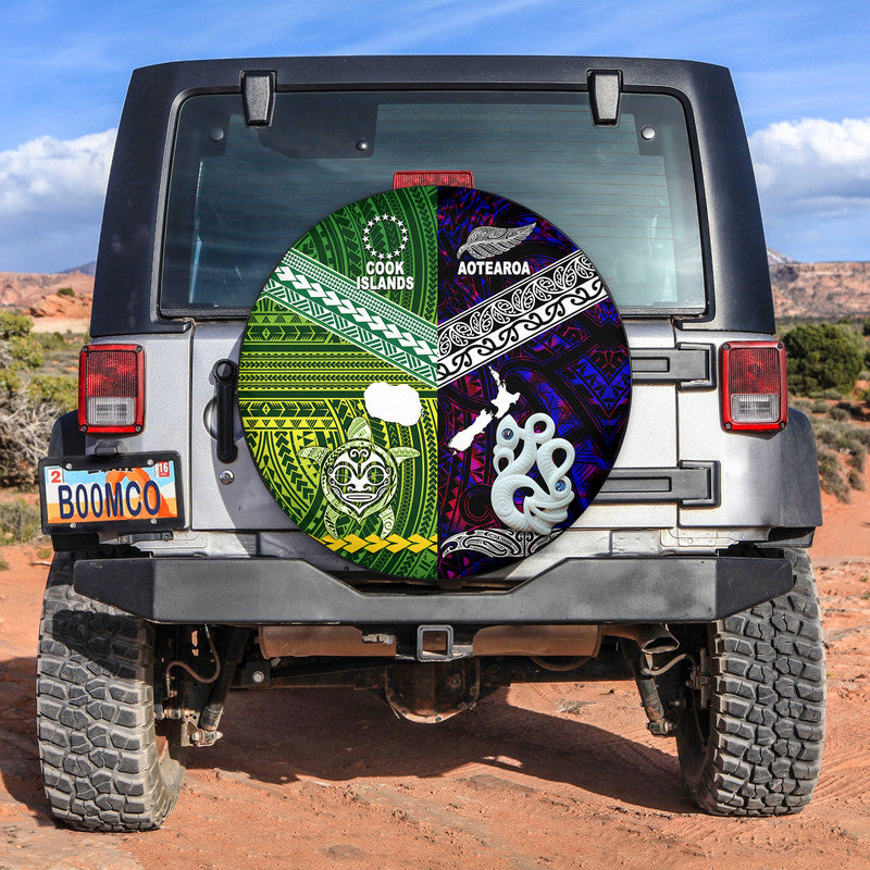 New Zealand and Cook Islands Spare Tire Cover Together Purple LT8 - Wonder Print Shop