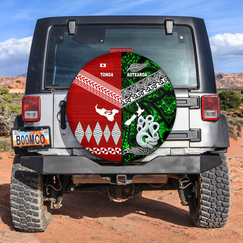 New Zealand and Tonga Spare Tire Cover Together Green LT8 - Wonder Print Shop