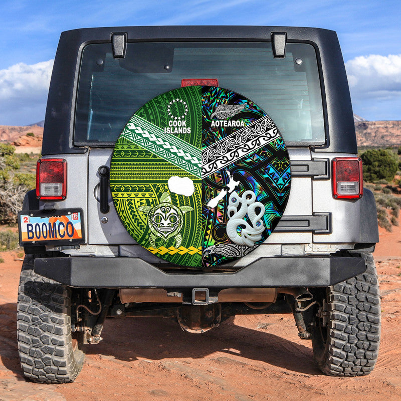 New Zealand and Cook Islands Spare Tire Cover Together Paua Shell LT8 - Wonder Print Shop