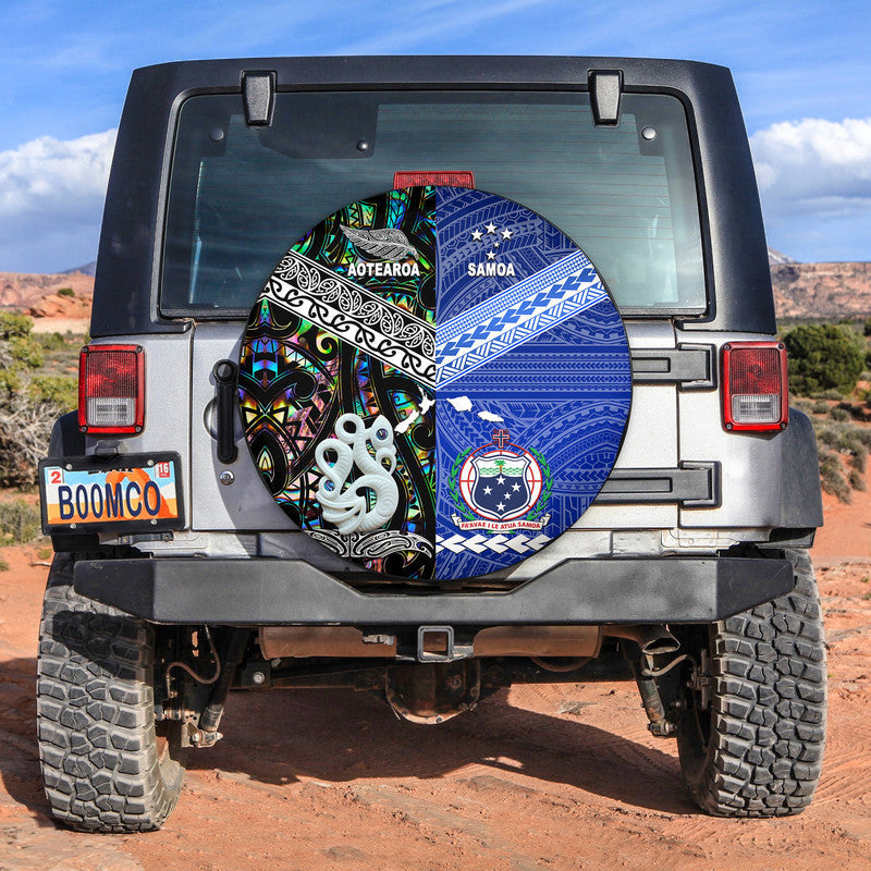 Samoa and New Zealand Spare Tire Cover Together Paua Shell LT8 - Wonder Print Shop