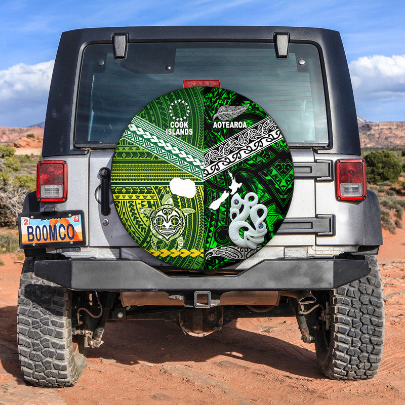 New Zealand and Cook Islands Spare Tire Cover Together Green LT8 - Wonder Print Shop