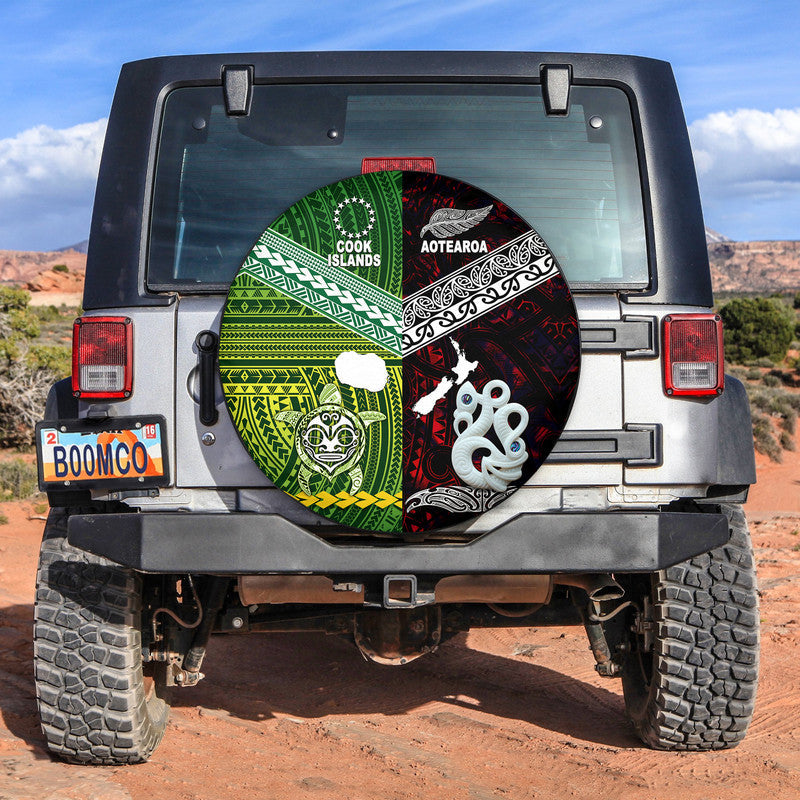 New Zealand and Cook Islands Spare Tire Cover Together Red LT8 - Wonder Print Shop