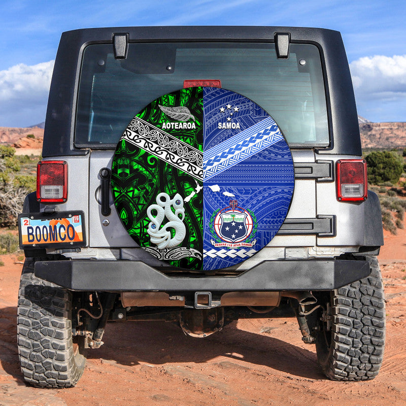 Samoa and New Zealand Spare Tire Cover Together Green LT8 - Wonder Print Shop