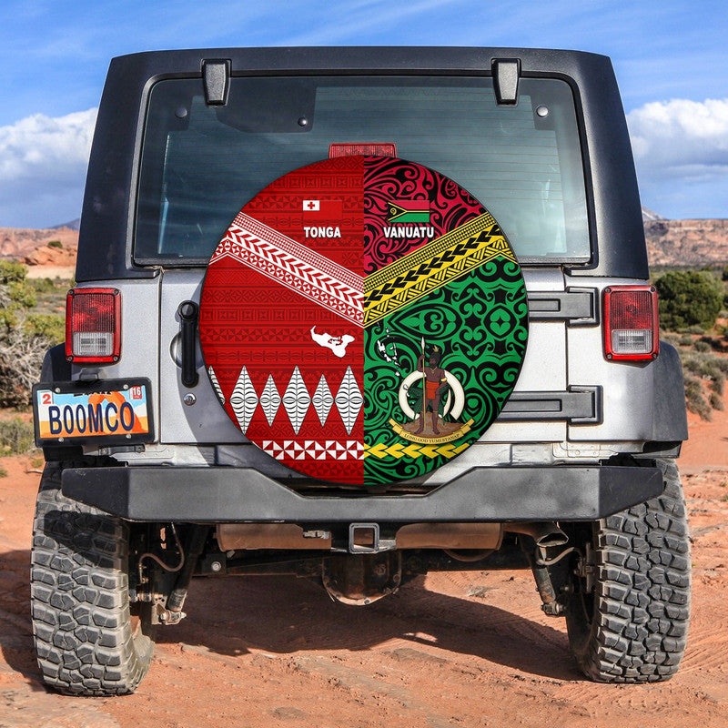 Vanuatu and Tonga Spare Tire Cover Polynesian Together Bright Red LT8 - Wonder Print Shop