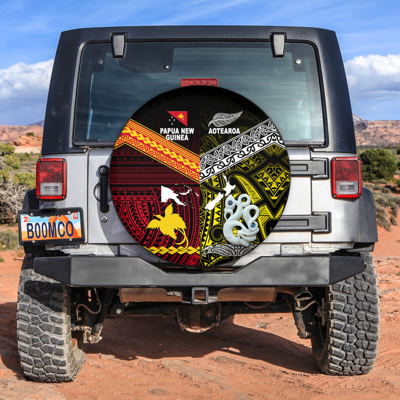 New Zealand and Papua New Guinea Spare Tire Cover Together Yellow LT8 - Wonder Print Shop
