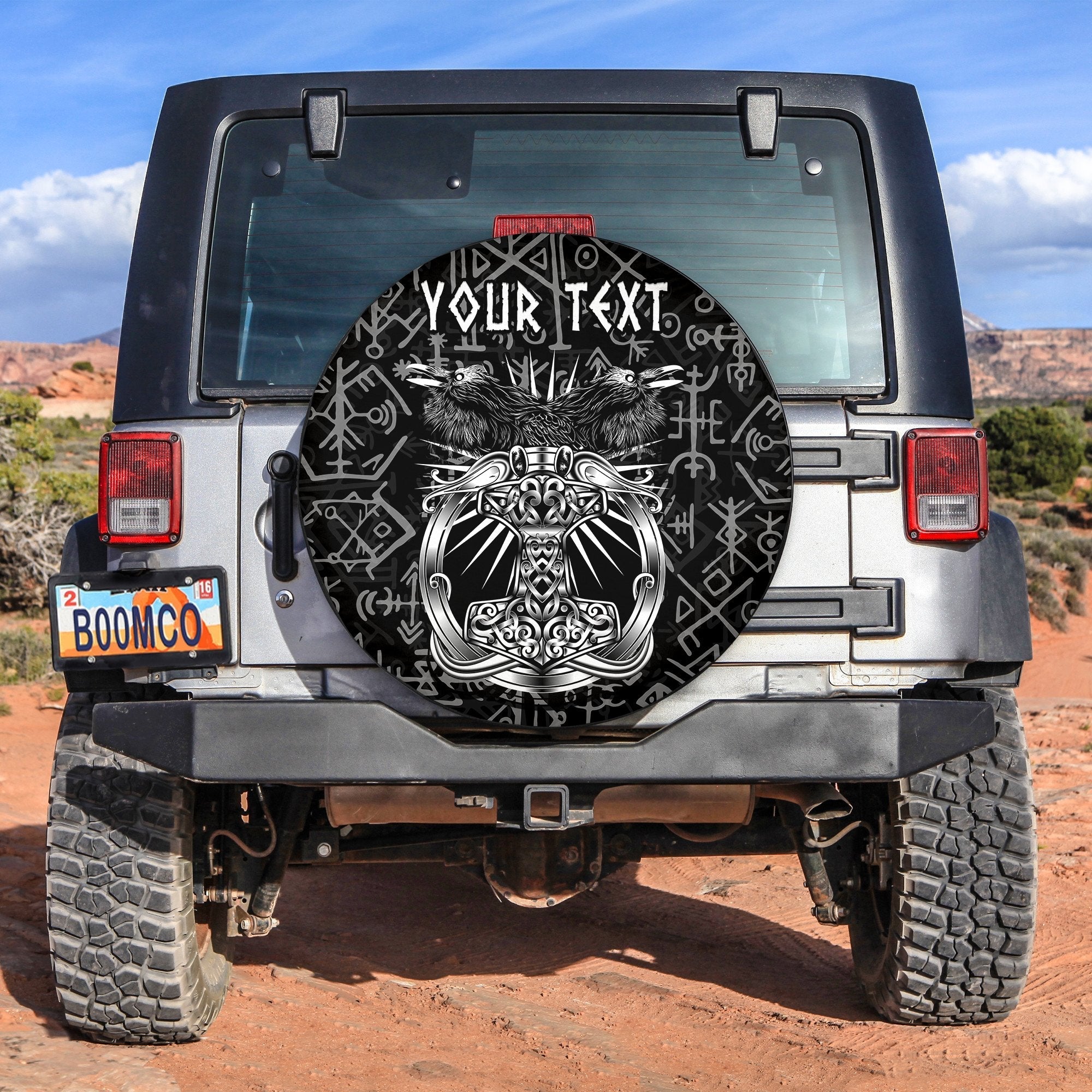 Viking Dad Spare Tire Cover Happy Fathers Day Style Runes and Mjolnir LT13 - Wonder Print Shop