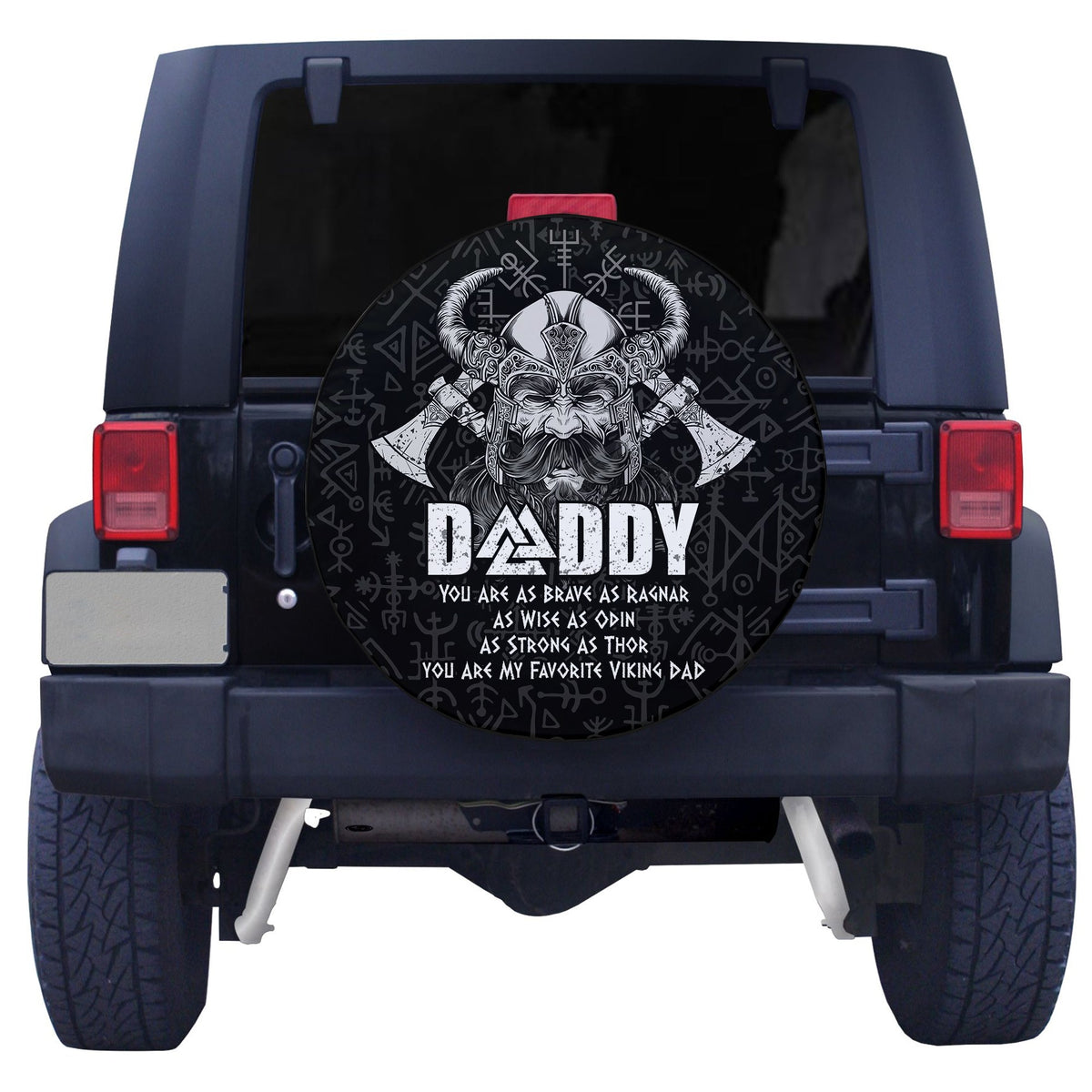 Viking Dad Spare Tire Cover Odin Runes Fathers Day LT13 - Wonder Print Shop