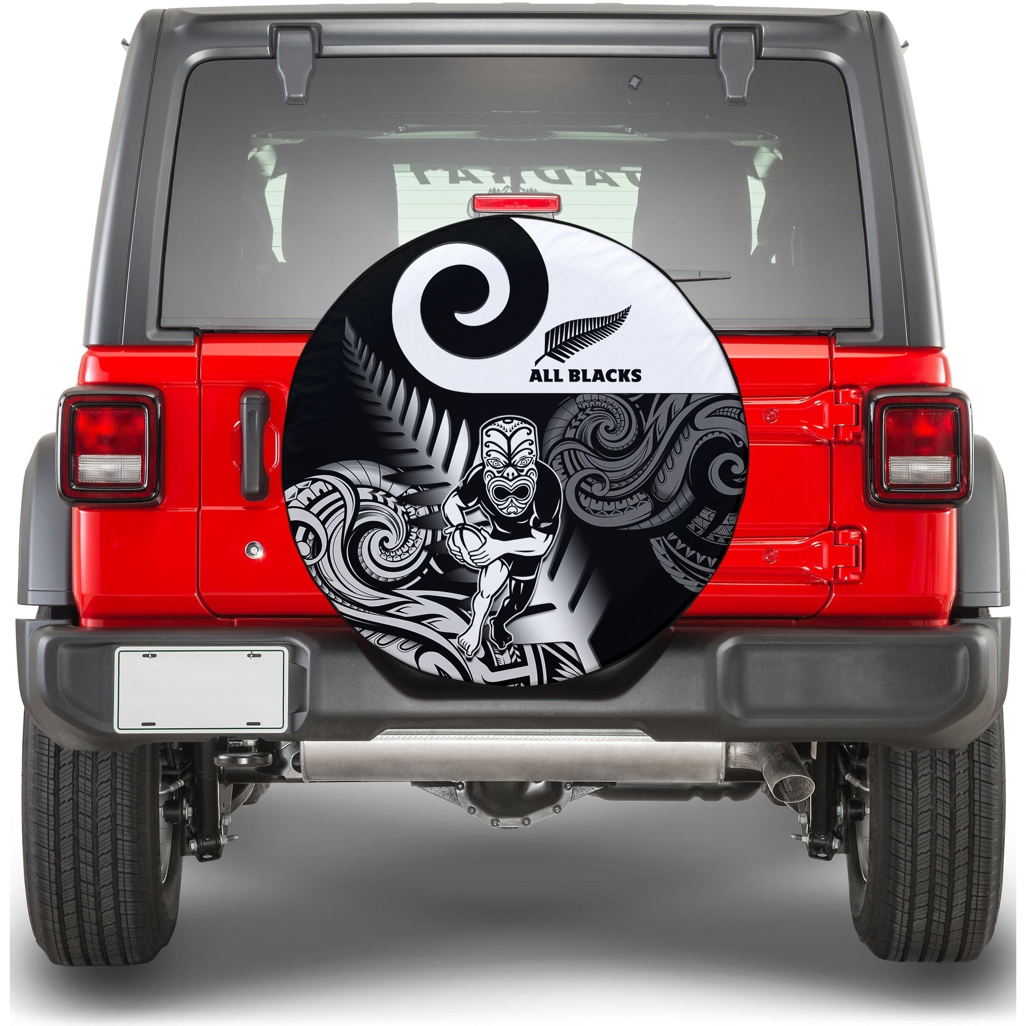 New Zealand Silver Fern Rugby Spare Tire Cover All Black Maori Koru - Wonder Print Shop