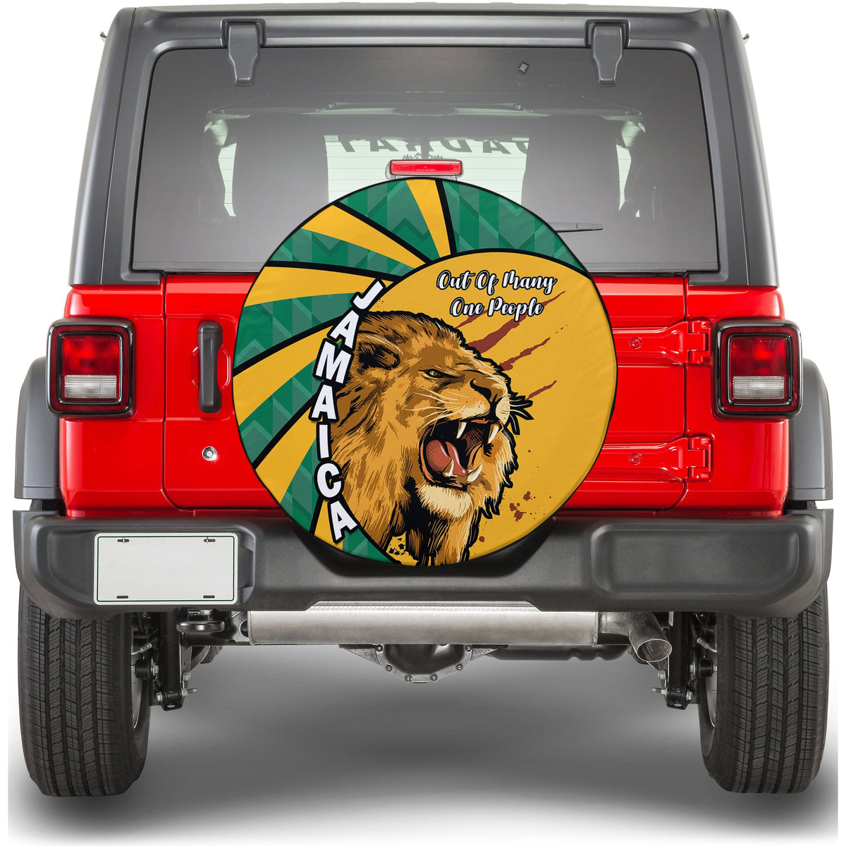 Jamaica Athletics Spare Tire Cover Jamaican Flag Mix Lion Sporty Style - Wonder Print Shop