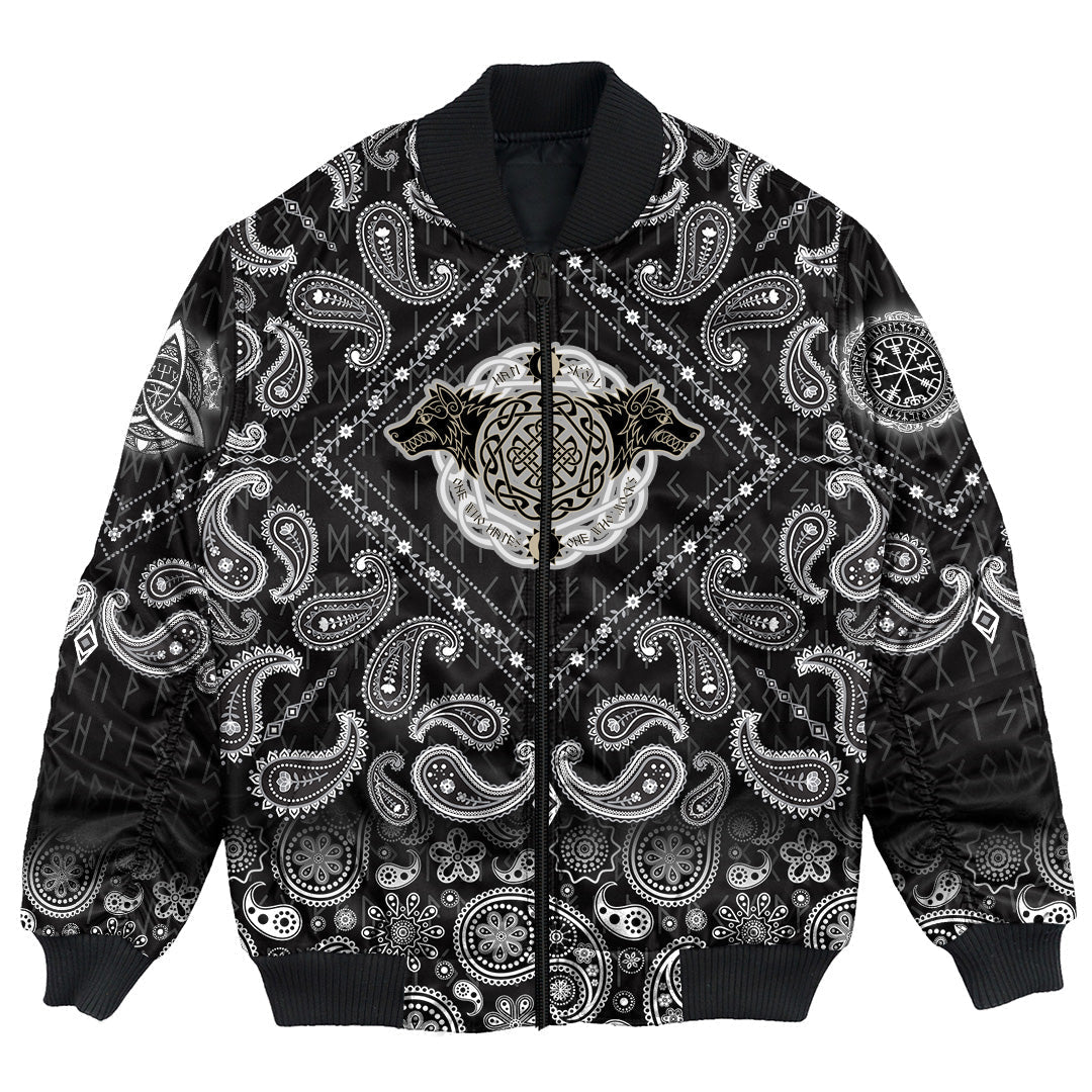 Viking Bomber Jacket Special Hati and Skoll with Bandana Paisley Style RLT12 - Wonder Print Shop