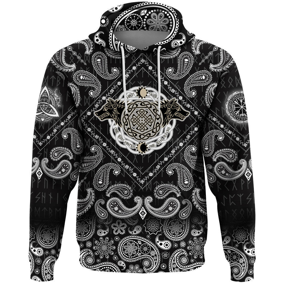 Viking Hoodie Special Hati and Skoll with Bandana Paisley Style RLT12 - Wonder Print Shop