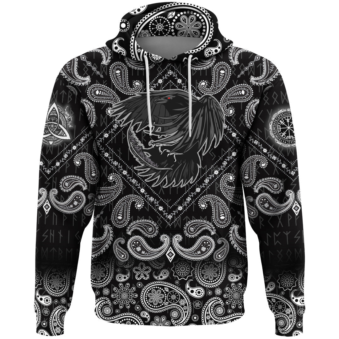 Viking Hoodie Special Raven with Bandana Paisley Style RLT12 - Wonder Print Shop