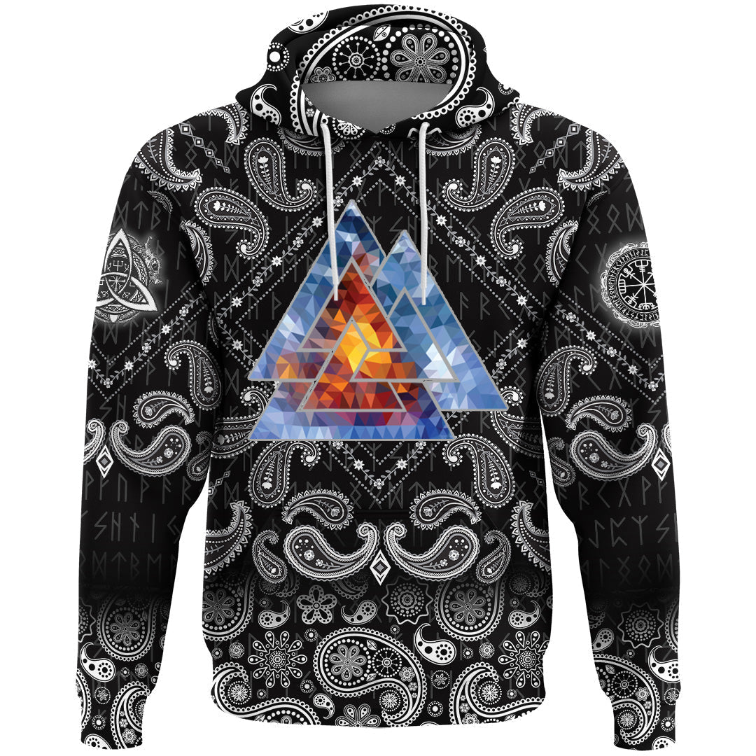 Viking Hoodie Special Valknut with Bandana Paisley Style RLT12 - Wonder Print Shop