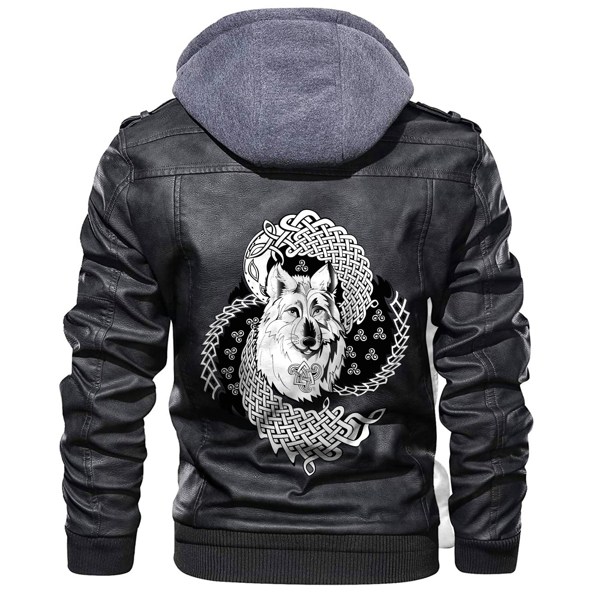 Viking Spiritual Symbol Of Legendary Wolf From Ancient Mythology Leather Jacket RLT12 - Wonder Print Shop